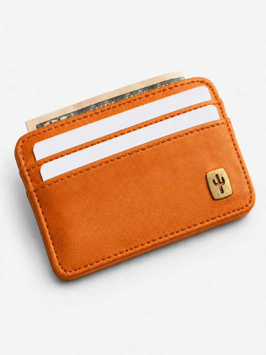 Vegan Womens card holder made from cactus leather, front view