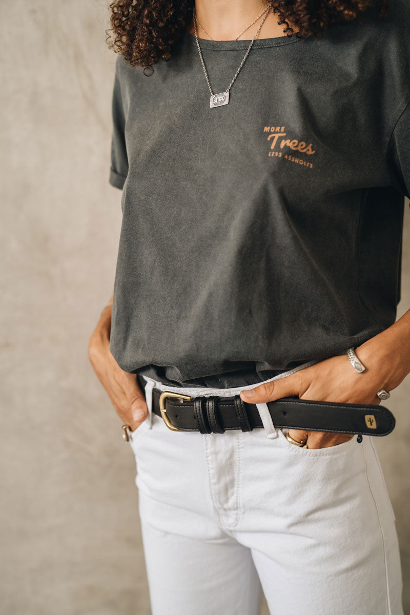 Womens Cactus Leather Black Belt