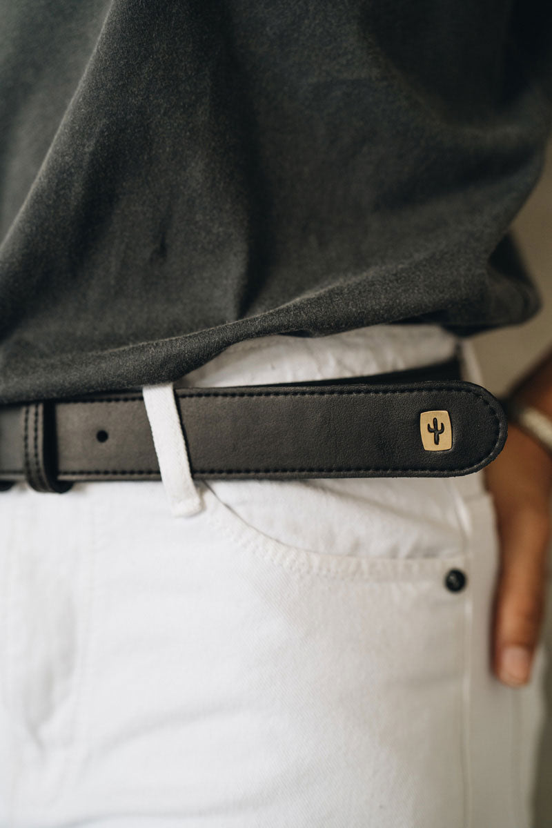 Womens Cactus Leather Black Belt