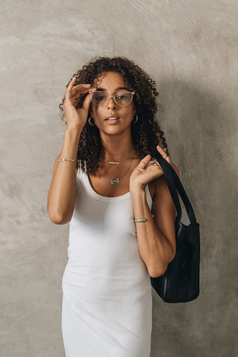 Vegan Womens hand bag in black made from cactus leather, interior view