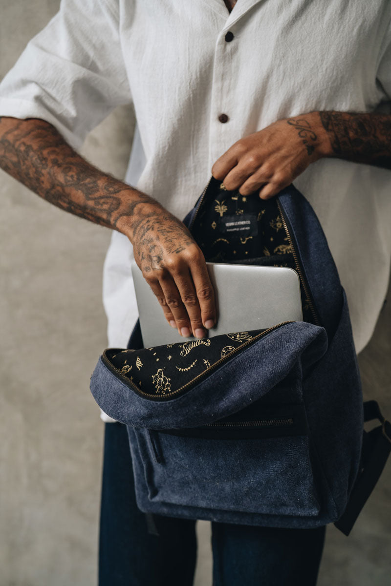 Rebel | Piñatex Pineapple Leather + Canvas Deep Sea