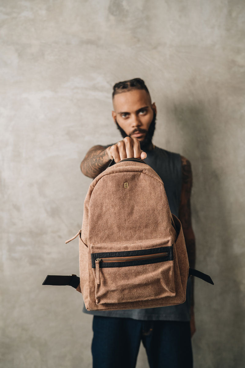 Rebel | Piñatex Pineapple Leather + Canvas Tobacco