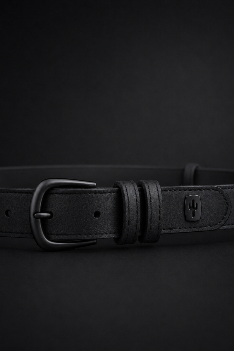 Slim Cactus Belt | Cactus Leather Noir