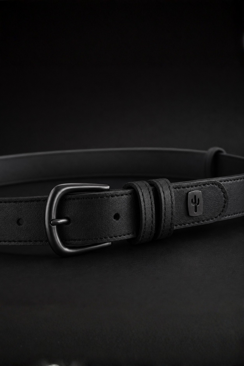 Slim Cactus Belt | Cactus Leather Noir