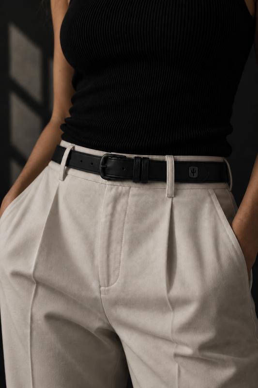 Slim Cactus Belt | Cactus Leather Noir