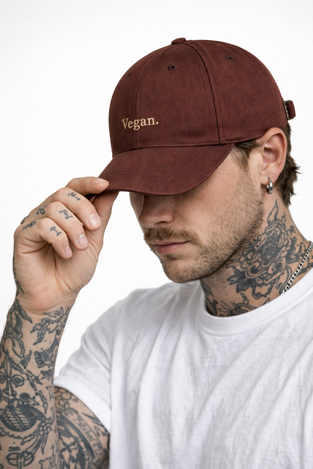 Vegan hat made from cotton twill, detail view