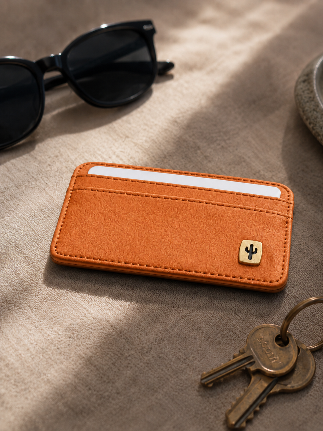 Vegan Womens card holder made from cactus leather, side view