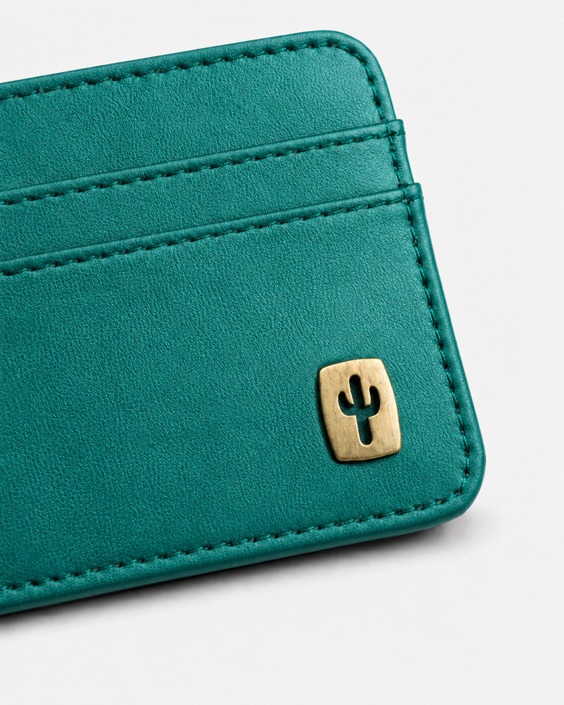 Vegan Womens card holder in teal made from cactus leather, interior view