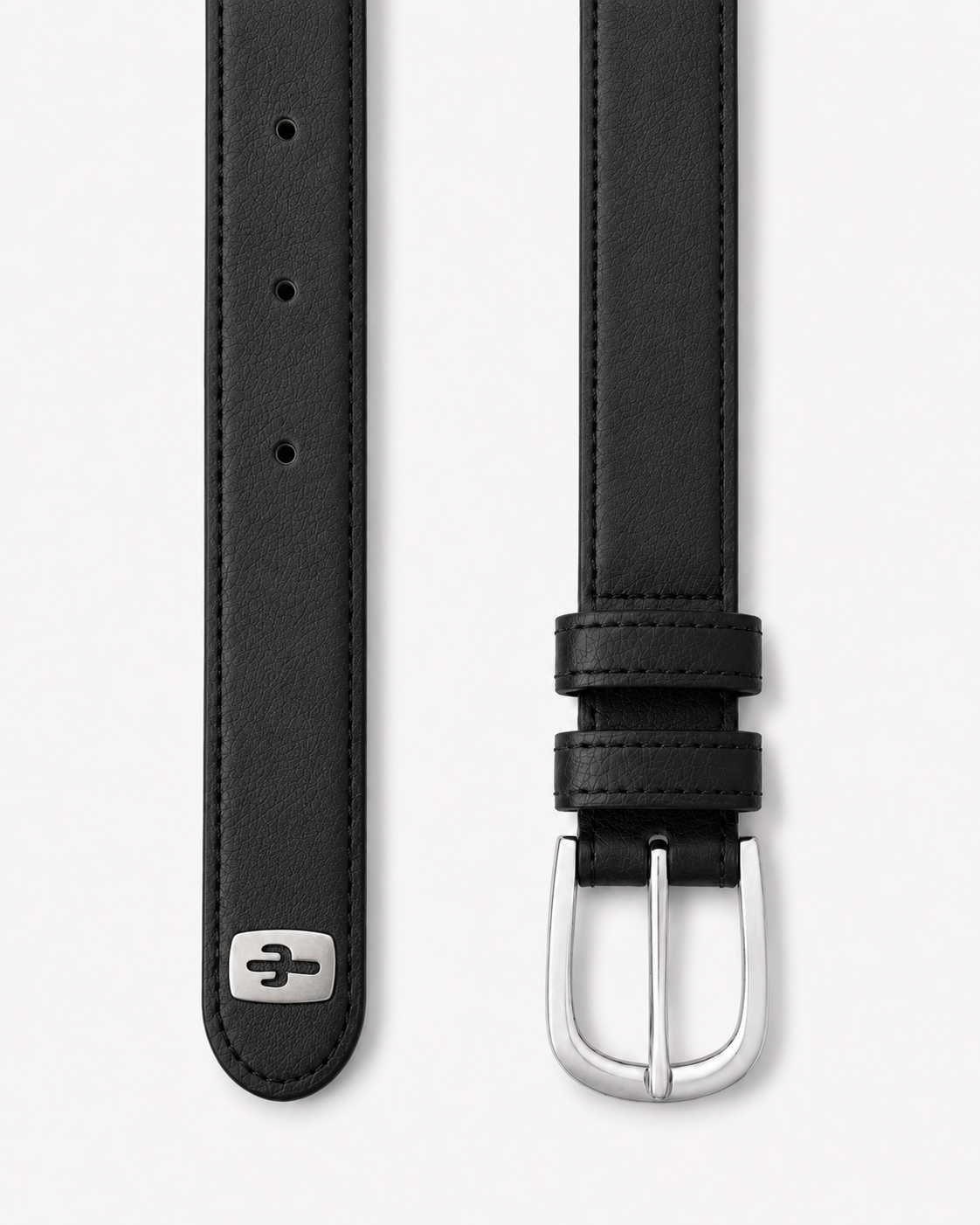 Vegan Unisex belt with silver hardware made from cactus leather, side view