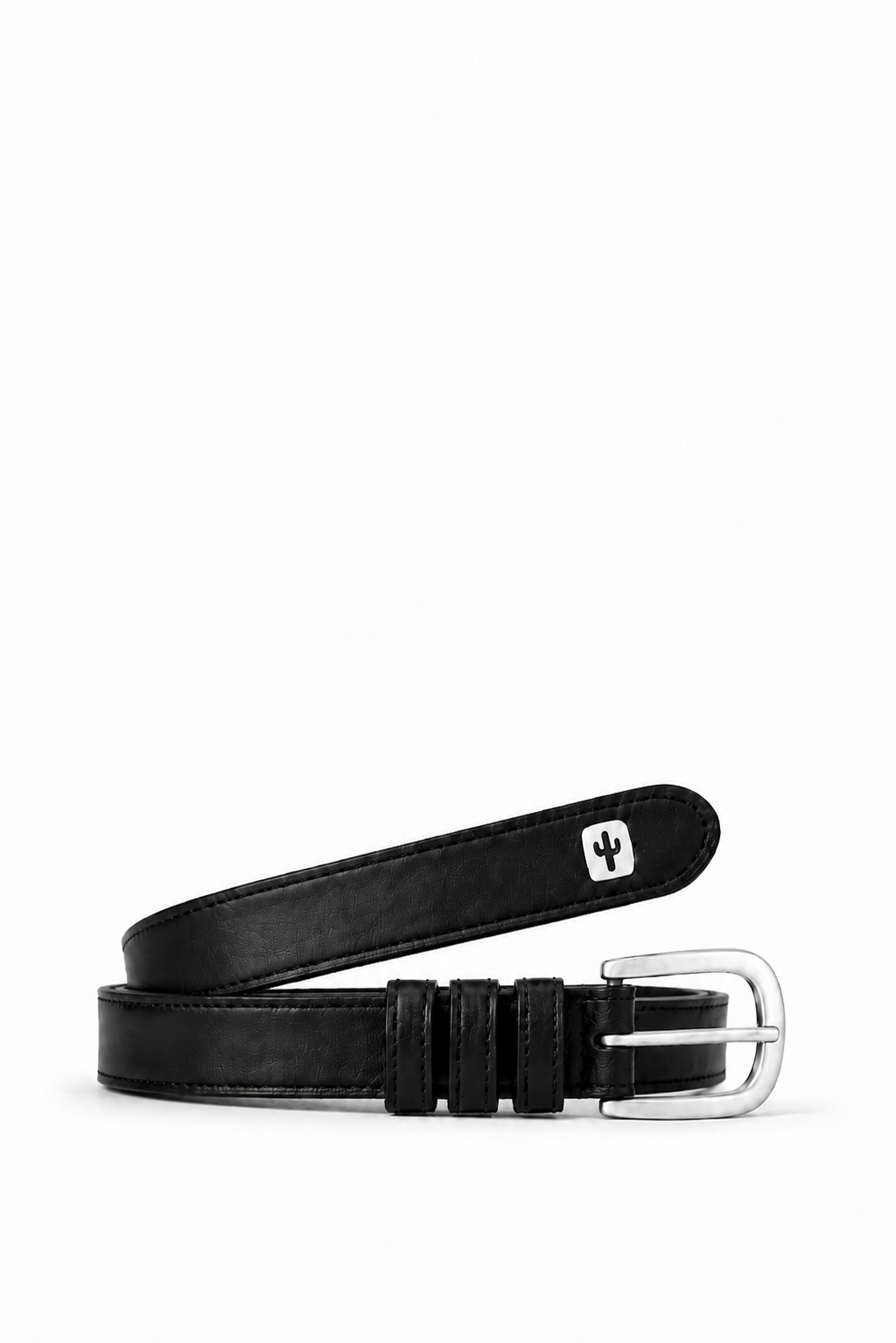 Vegan Unisex belt with silver hardware made from cactus leather