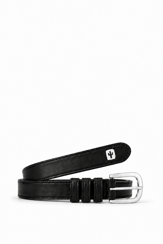 Vegan Unisex belt with silver hardware made from cactus leather
