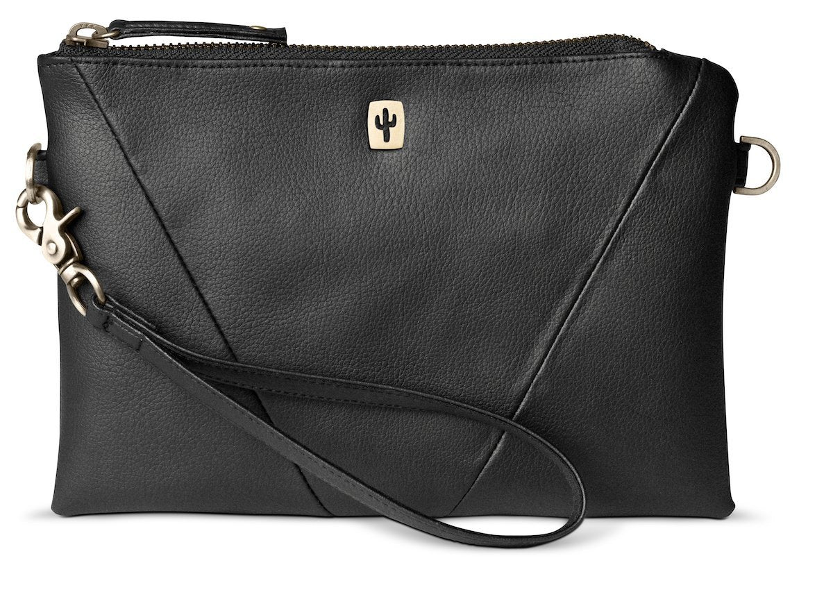 Cactus Leather Crossbody Vegan Clutch Black Vegan Leather Co